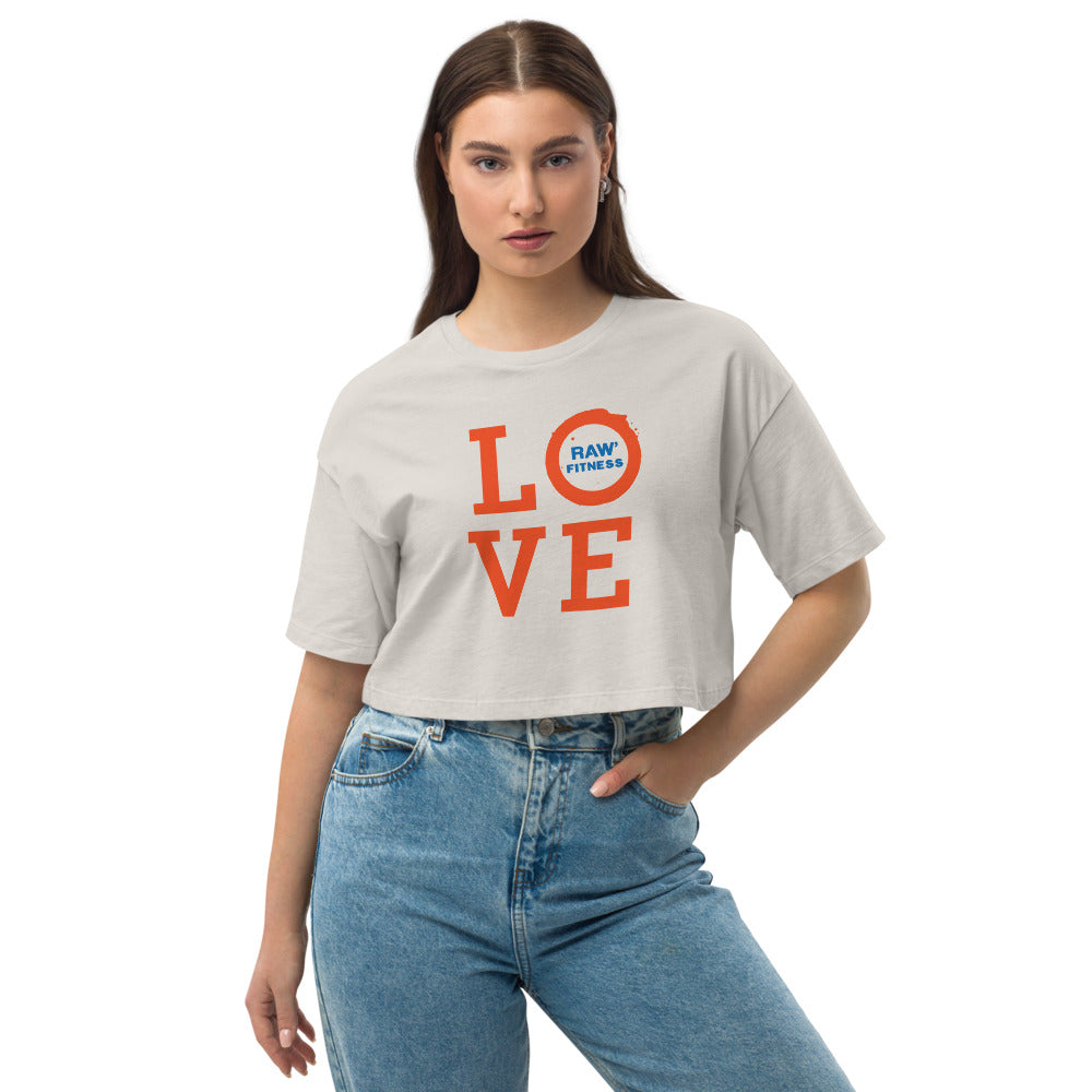 LOVE - Loose drop shoulder crop top