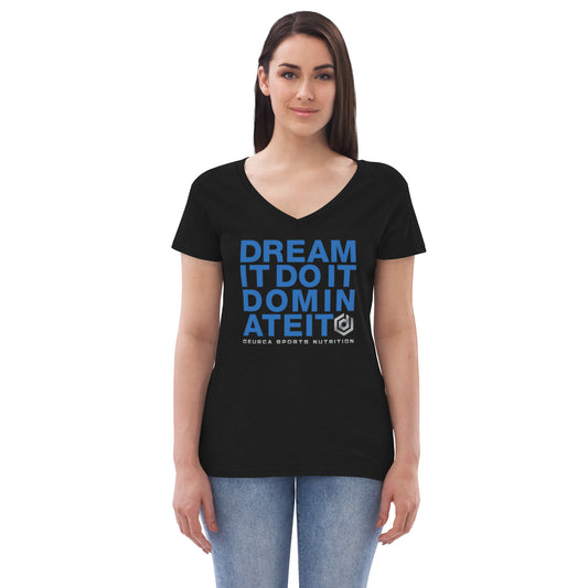 free_gift (for orders $300+ after discounts and before taxes. Item will not ship for orders under $300) DREAM IT Women’s recycled v-neck t-shirt