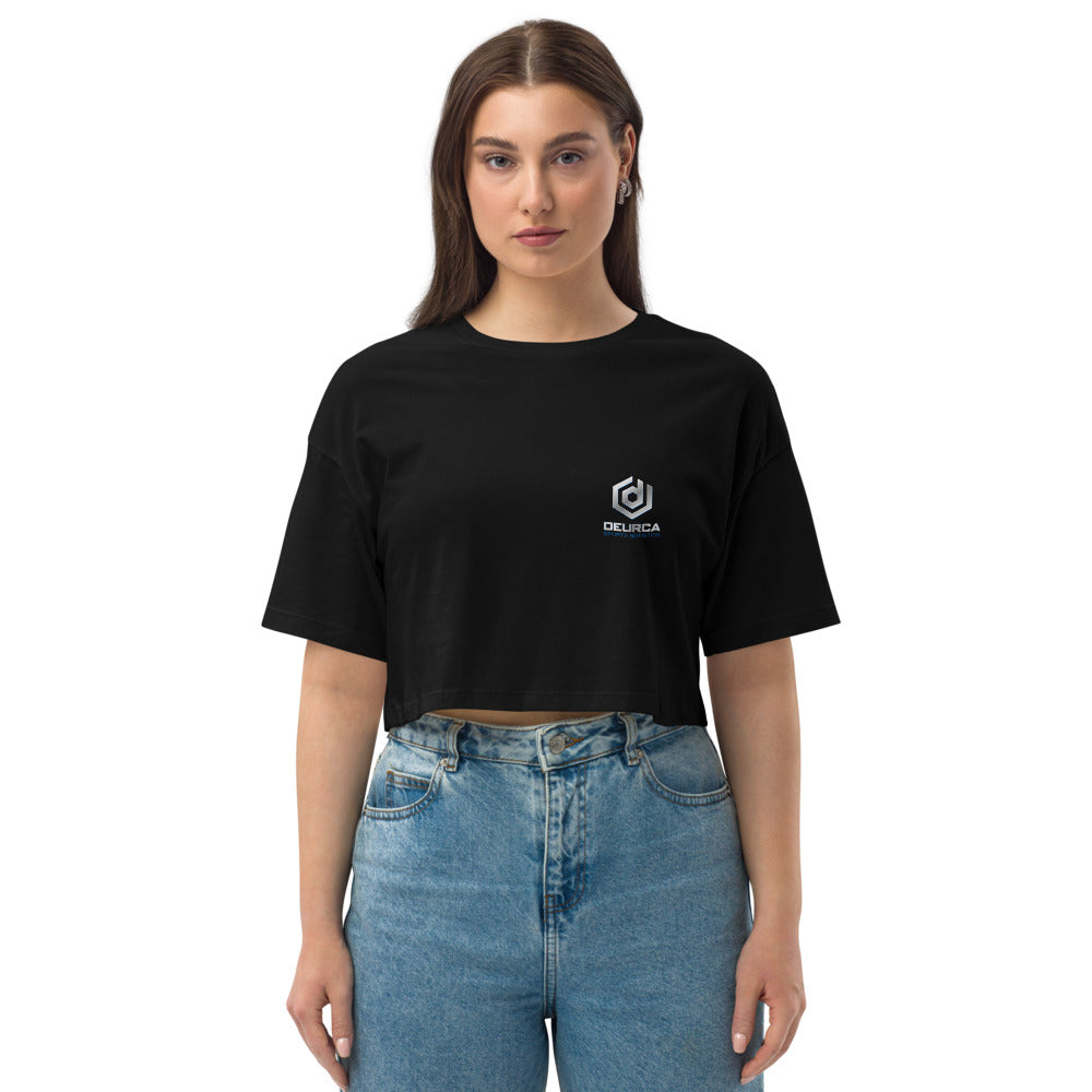 DEURCA LOGO - Loose drop shoulder crop top