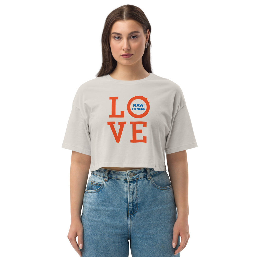 LOVE - Loose drop shoulder crop top