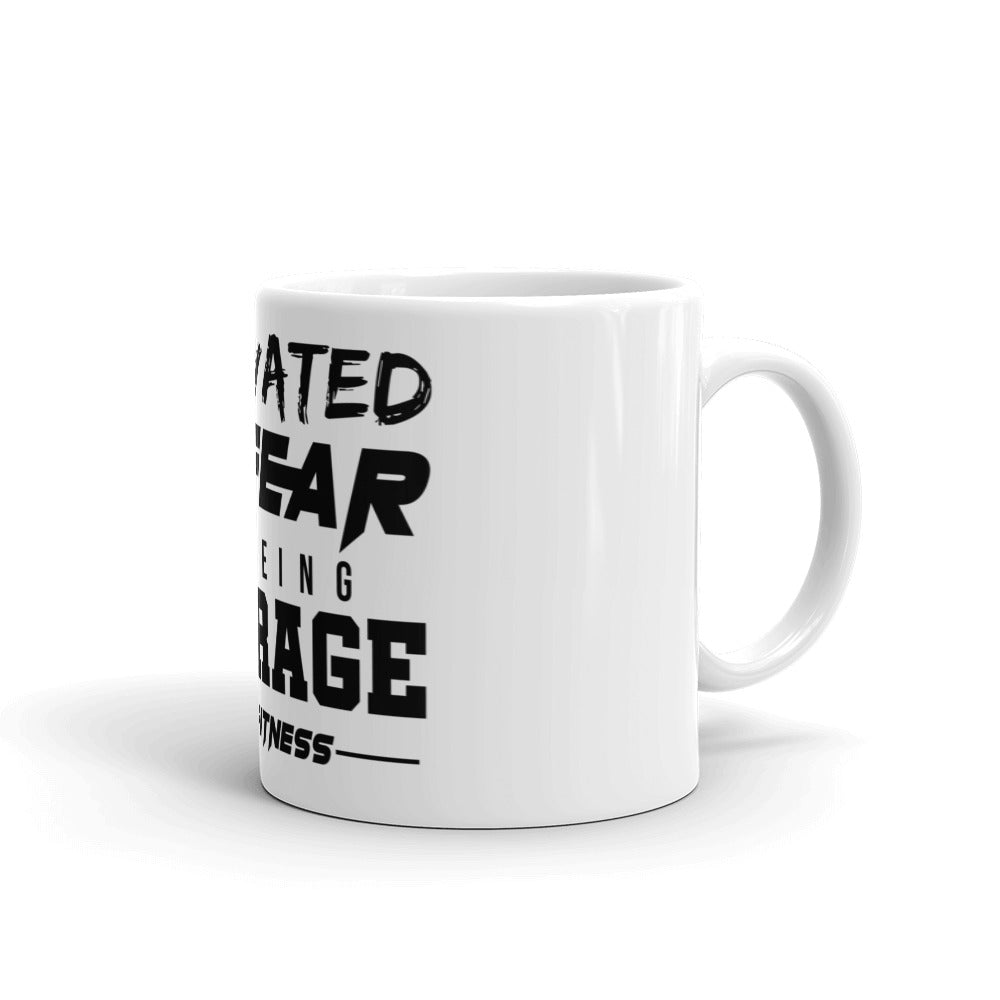 MOTIVATED BY FEAR - White glossy mug